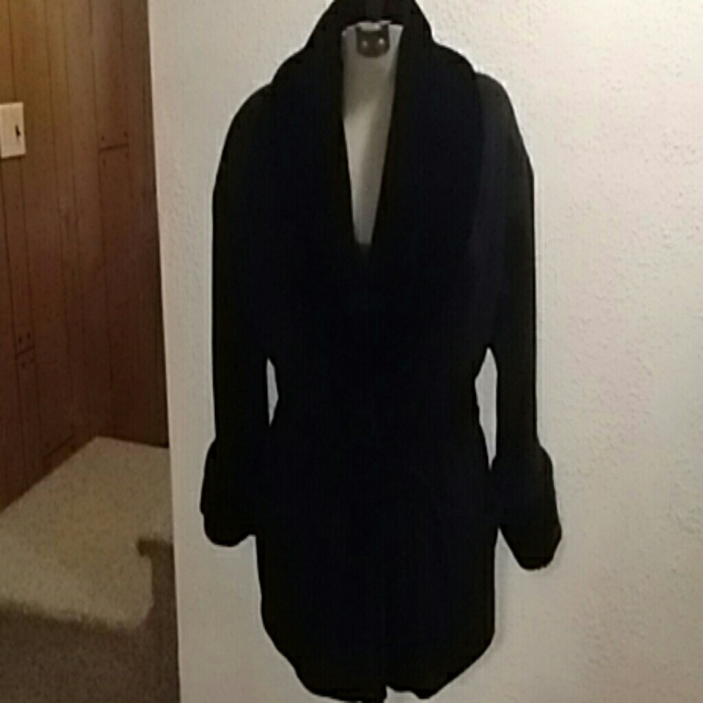 Black wool car coat